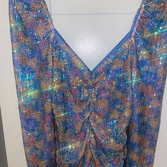 NEW! SAYLOR Lawren Multicolor Sequin Ruched Long Sleeve Mini Dress ✨Small NWT! - Picture 12 of 14